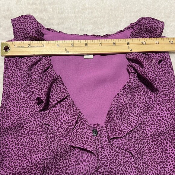 Banana Republic Womens Printed Ruffle Neck Sleeveless Blouse V-Neck Lined SZ 00 - Picture 10 of 12